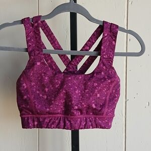 LULULEMON ENERGY BRA IN PARADISE GEO REGAL PLUM MULTI SIZE 6